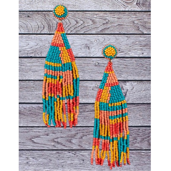 Lucky Brand Jewelry - NWT Beaded Fringe Statement Earrings